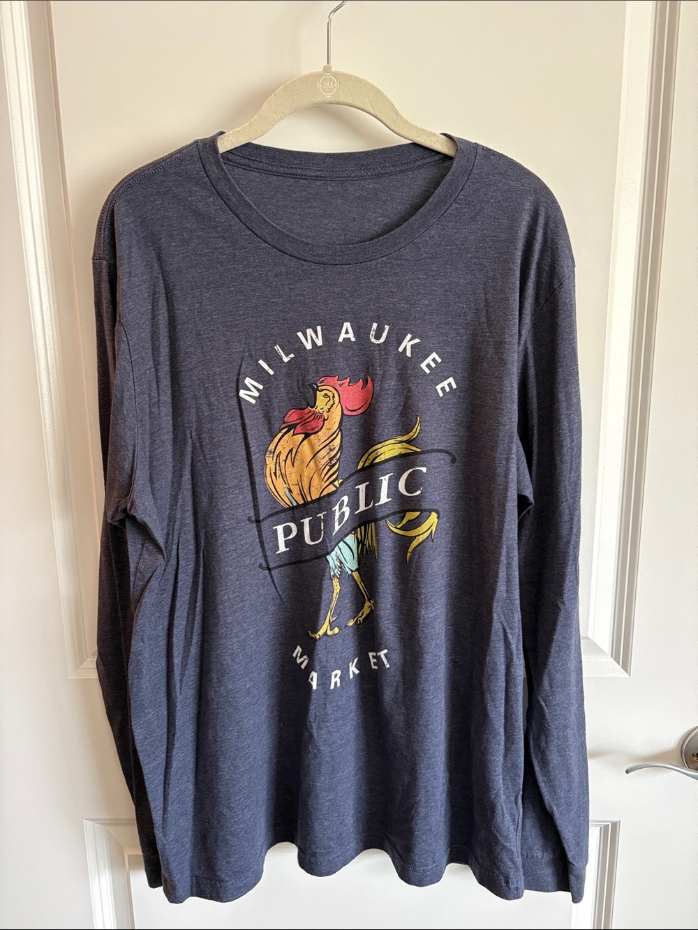 Milwaukee Public Market Rooster Graphic Long Sleeve Tee - Navy